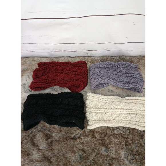 4 Pack Twist Knit Headbands Women‎ One Size Acrylic Red/Black/Gray/White - Picture 2 of 6